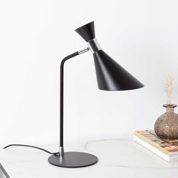 Lampara De Sobremesa De Metal Negro. 30*16*45 Cm