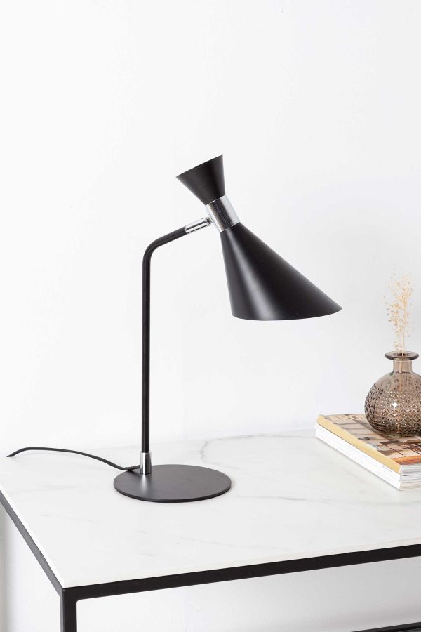 Lampara De Sobremesa De Metal Negro. 30*16*45 Cm