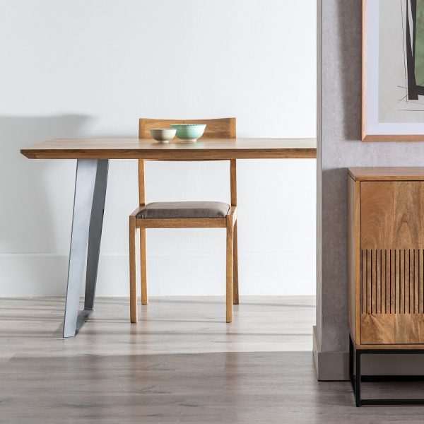 Mesa Comedor Natural-Negro Madera-Hierro 170 X 90 X 76 Cm - Imagen 2