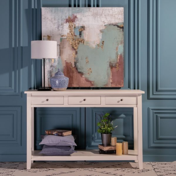Consola Blanco Roto Madera Mindi Salón 136 X 40 X 90 Cm - Imagen 2