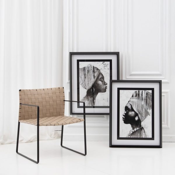 SILLA CON BRAZO BEIGE-NEGRO 60,50 X 57,50 X 77 CM - Imagen 2