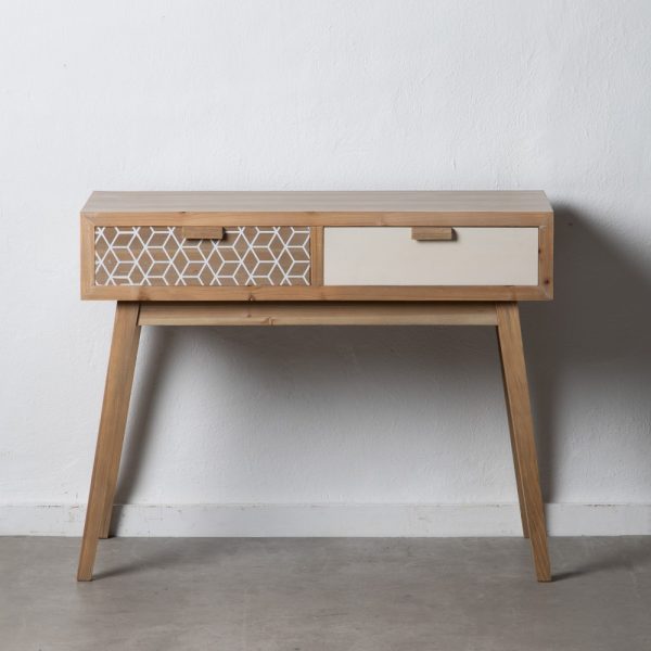 Consola Geométrico Natural-Blanco 95 X 40 X 75 Cm