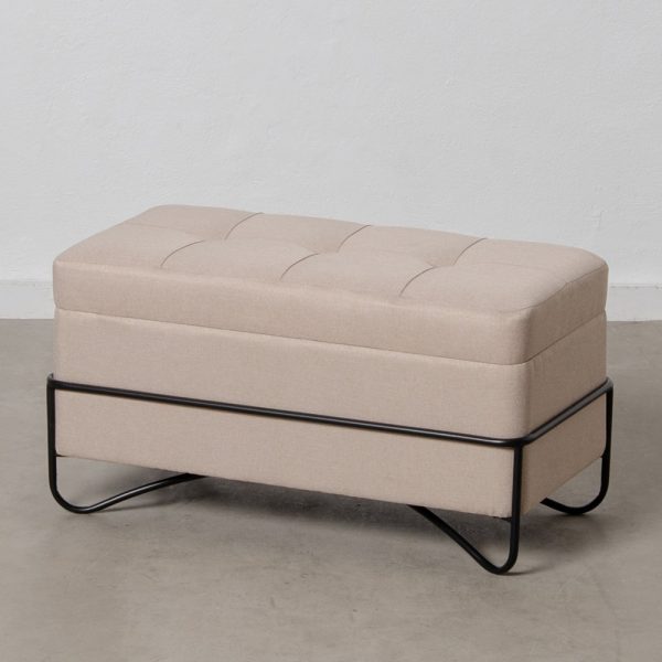 Banqueta-Baúl Beige Tejido-Metal 82 X 42 X 44 Cm