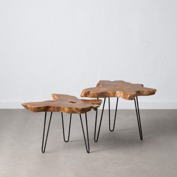 S/2 MESA AUXILIAR NATURAL 70 X 70 X 45 CM