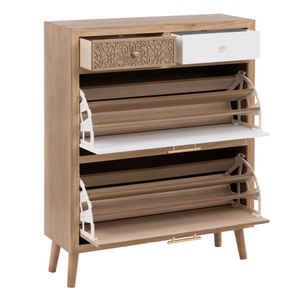 Zapatero Natural-Blanco Madera Paulonia 85 X 30 X 110 Cm - Imagen 3