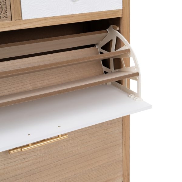 Zapatero Natural-Blanco Madera Paulonia 85 X 30 X 110 Cm - Imagen 9
