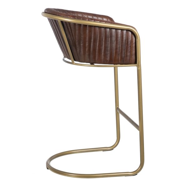 TABURETE MARRÓN METAL / PIEL SALÓN 56 X 54 X 98 CM - Imagen 3