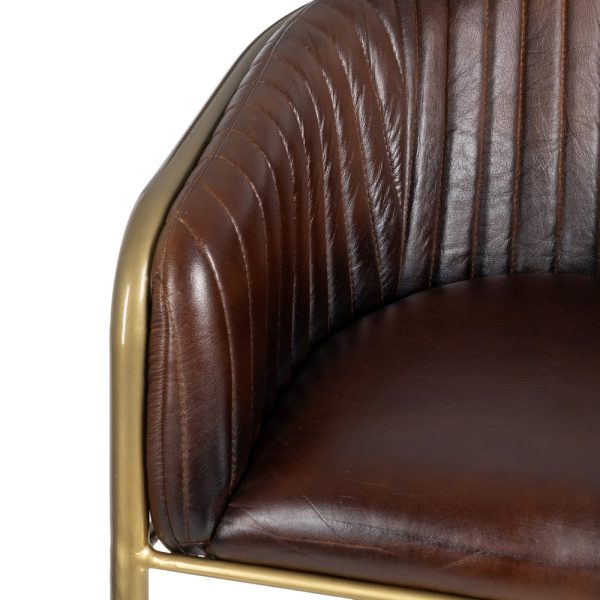 TABURETE MARRÓN METAL / PIEL SALÓN 56 X 54 X 98 CM - Imagen 6