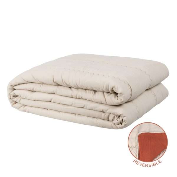 COLCHA REVERSIBLE BEIGE-TEJA MICROFIBRA 230 X 280 CM