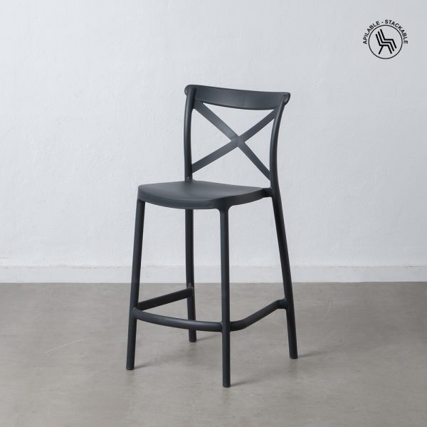 Taburete Gris Oscuro Polipropileno Salón 52,50 X 44,30 X 97