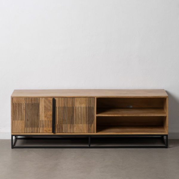 Mueble Tv Natural-Negro Madera-Hierro 150 X 40 X 50 Cm