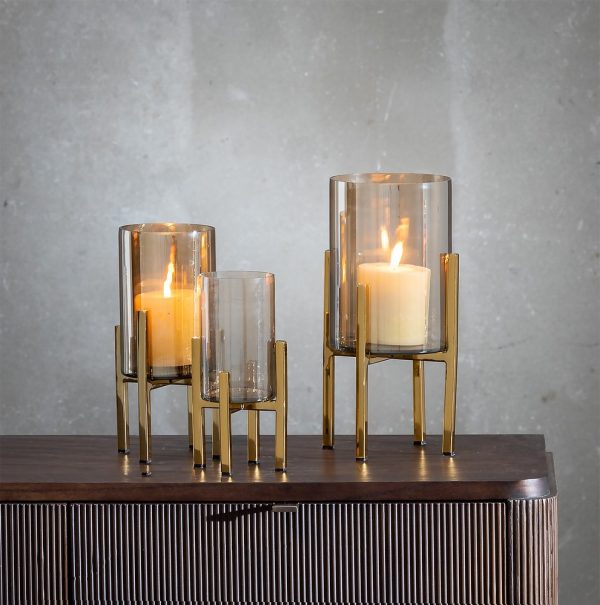 PORTAVELAS ORO CRISTAL-METAL DECORACIÓN 10 X 10 X 18 CM - Imagen 2