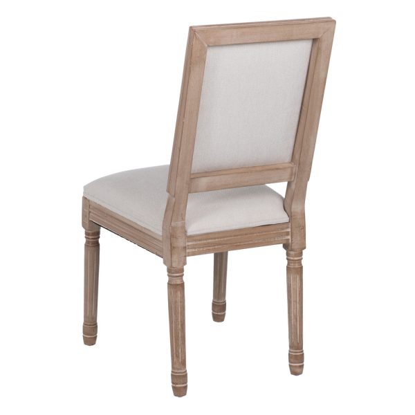 Silla Beige Madera De Caucho Salón 45 X 53 X 95 Cm - Imagen 4