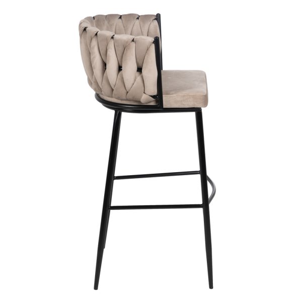 Taburete Beige-Negro Tejido-Metal Salón 57 X 57 X 104 Cm - Imagen 3
