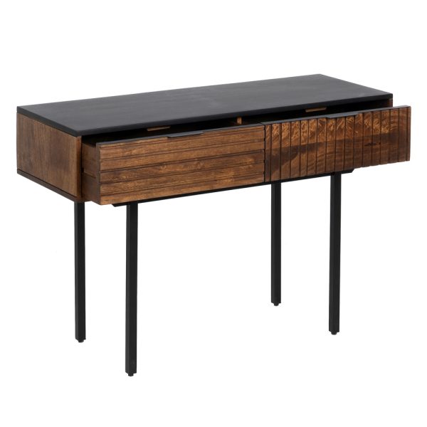 Consola Marrón-Negro Madera-Hierro 110 X 40 X 76 Cm - Imagen 3