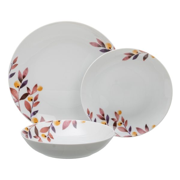 Vajilla 18 Piezas Hojas Porcelana Cocina 1 Cm